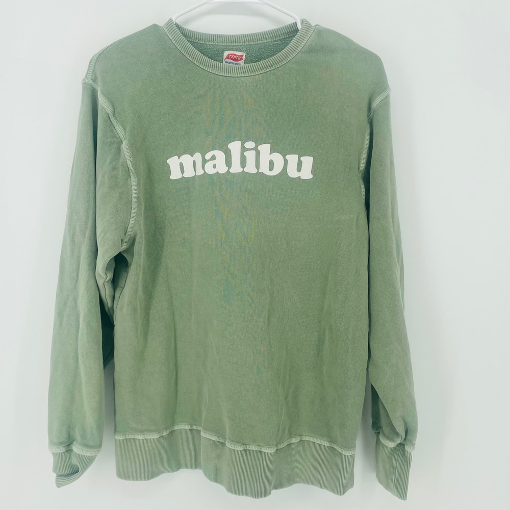 TSPTR Sporting Goods Malibu Sweatshirt Green Crew Neck Long‎ Sleeve Size S